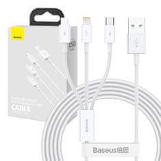 BASEUS Kabel USB 3v1 Baseus Superior Series, USB na micro USB / USB-C / Lightning, 3,5 A, 1,2 m (bel)