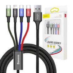 BASEUS Baseus Fast USB kabel 4v1 2xUSB-C / Lightning / Micro 3,5A 1,2 m - črn
