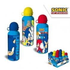 KIDS LICENSING Aluminijasta steklenica za pitje Ježek Sonic / rdeč pokrov, 500ml, SN7141MC