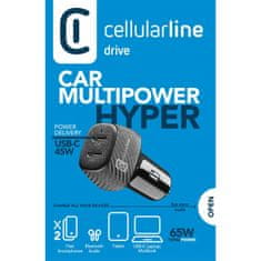 CellularLine avto polnilec PD 45W + 20W, črn