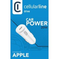 CellularLine Avto polnilec USB-C 20W, bel