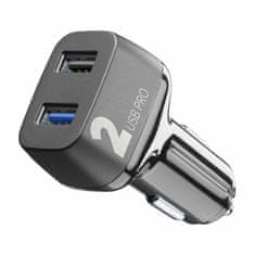 CellularLine avto 2x USB, 36W (MP2PRO), črn