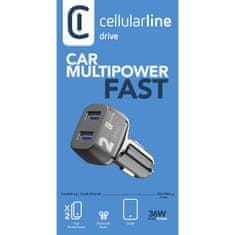 CellularLine avto 2x USB, 36W (MP2PRO), črn