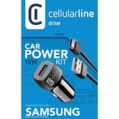 CellularLine avto polnilec + USB-C kabel,15W bel