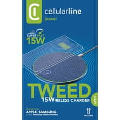 CellularLine Brezžični polnilec TWEED, 15W, moder