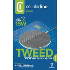 CellularLine Brezžični polnilec TWEED, 15W, siv