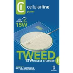 CellularLine Brezžični polnilec TWEED, 15W, bel