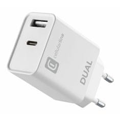 CellularLine hišni polnilec Dual 20W PD, Apple, USB-A + USB-C