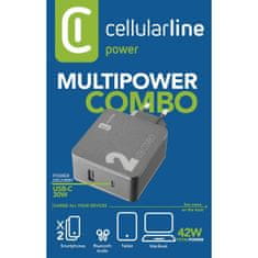 CellularLine Hišni 1xUSB, 1xUSB-C 42W PD (COMBO)