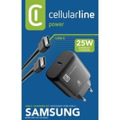 CellularLine  hišni polnilec, USB-C 25W + kabel USB C-C