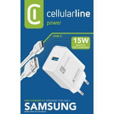 CellularLine hišni polnilec, Samsung, 15W, + kabel USB-C