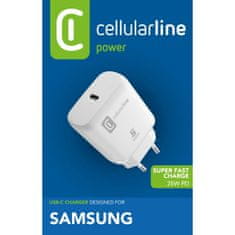 CellularLine USB hišni polnilec, Type-C, 25W, bel