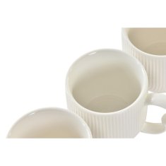 NEW Set 6 Skodelic s Krožnikom DKD Home Decor Naraven Porcelan Bela 90 ml