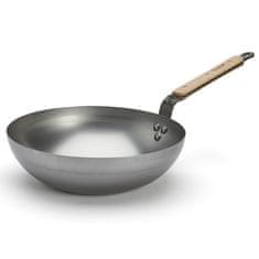 de Buyer WOK pánev , 5717.28 WOK, MINERAL B BOIS, 28 cm, dřevěná rukojeť, zaoblená