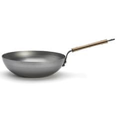 de Buyer WOK pánev , 5717.28 WOK, MINERAL B BOIS, 28 cm, dřevěná rukojeť, zaoblená