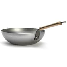 de Buyer WOK pánev , 5717.28 WOK, MINERAL B BOIS, 28 cm, dřevěná rukojeť, zaoblená