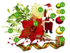 LAALU.cz Komplet božičnih okraskov 26 kosov v škatli SANTA za božično drevo do 100 cm