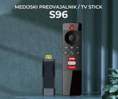 S96 TV Stick medijski predvajalnik, 4K UHD, Android, 2GB+16GB, WiFi, HDMI + daljinec