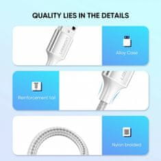 Ugreen US288 Kabel 2.0 USB-A v USB-C nikelj/alu 1,5m, bel