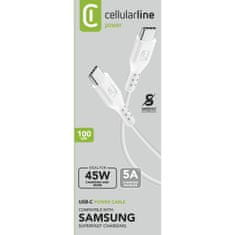 CellularLine USB kabel 5A, USB-C USB-C, 1,2m, bel