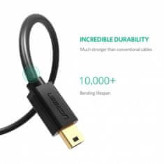 Ugreen  US132 USB-A 2.0-MINI USB kabel 1m, črn