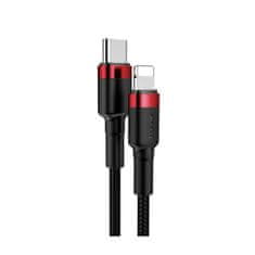 BASEUS  kabel Cafule, USB-C - lightning, 1m, črna+rdeča