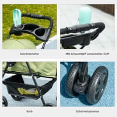 PAWHUT Pasji Voziček Pasji Voziček S Funkcijo Zložljivosti Pet Voziček Za Majhne Pse In Mačke Pet Stroller Cat Buggy Oxford Temno Zelen 67 X 45 X 96 Cm 