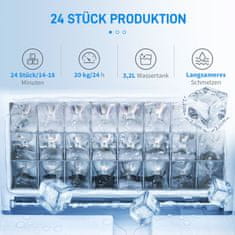 HOMCOM Ice Cube Machine 20 Kg/24H 2,3 L Ice Cube Aparat S 3,2 L Vodnim Rezervoarjem Zaslon Ice Cube Maker Aparat - Samočistilni Črn 