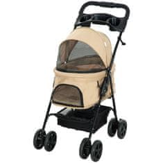 PAWHUT Pasji Voziček Pasji Voziček S Funkcijo Zložljivosti Pet Voziček Za Majhne Pse In Mačke Pet Stroller Cat Buggy Oxford Kaki 67 X 45 X 96 Cm 