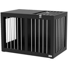 PAWHUT Dog Cage Home Dog House Kletka Za Hišne Ljubljenčke Za Srednje Velike Pse Pasja Kletka Z Vrati Dog House Transportna Kletka Črna 80 X 50 X 56,5 Cm 