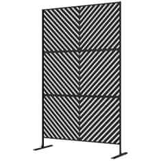 OUTSUNNY Garden Privacy Screen 122X198 Cm Pregrada Za Prostor S Trikotnim Vzorcem, Jeklena Pregrada In Stojalo Za Balkon, Teraso, Črna 