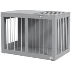 PAWHUT Dog Cage Home Dog House Kletka Za Hišne Ljubljenčke Za Srednje Velike Pse Pasja Zaboj Z Vrati Dog House Transportna Kletka Siva 80 X 50 X 56,5 Cm 