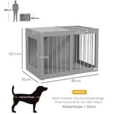 PAWHUT Dog Cage Home Dog House Kletka Za Hišne Ljubljenčke Za Srednje Velike Pse Pasja Zaboj Z Vrati Dog House Transportna Kletka Siva 80 X 50 X 56,5 Cm 