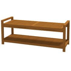 OUTSUNNY Vrtna Klop Klop Z Naslonom Za Roke Lesena Klop S Polico 2-Sedežna Park Klop Za Balkon, Teraso, Nosilnost Do 250 Kg, Tikovina, 118 X 40,5 X 46 Cm 