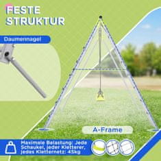 OUTSUNNY Otroška Gugalnica Ogrodje Gugalnice 2 Gugalnici Plezalna Mreža Prečka Lestev Vrtna Gugalnica 3-8 Let Jekleno Zelena 