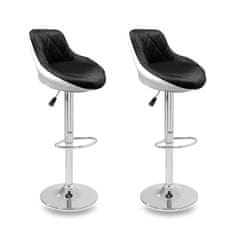 Aga 2x Barová stolička Strieborná/Čierno-biela