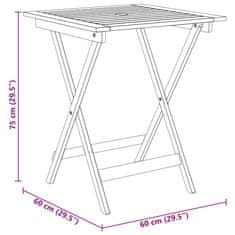 Vidaxl Zložljiva vrtna jedilna garnitura 3-delna trden akacijev les