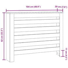 Vidaxl Pokrov za radiator rjav hrast 104x20x82 cm inženirski les