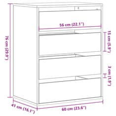 Vidaxl Kotni predalnik dimljeni hrast 60x41x76 cm inženirski les