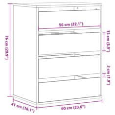 Vidaxl Kotni predalnik črn 60x41x76 cm inženirski les