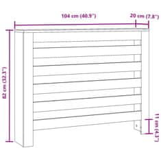 Vidaxl Pokrov za radiator betonsko siv 104x20x82 cm inženirski les