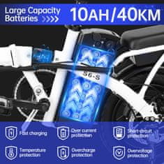Honey Whale S6-S Električno kolo 350W Motor 48V 10.4AH Baterija 35KM Domet Disk Zavore, bela