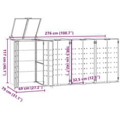 Vidaxl Lopa za smetnjak za 4 smetnjake antracitna 276x79x117 cm jeklo