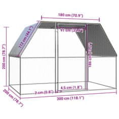 Vidaxl Zunanji kokošnjak 3x2x2 m pocinkano jeklo