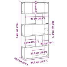 Vidaxl Knjižna omara 5-nadstropna črna 80,5x23,5x162,5 cm inž. les