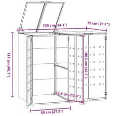 Vidaxl Lopa za smetnjak za 2 smetnjaka črna 138x79x117 cm jeklo