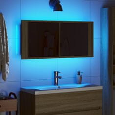 Vidaxl LED omarica z ogledalom sonoma hrast 100x12x45cm inženirski les