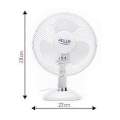 Adler AD 7302 namizni ventilator 23cm, belo