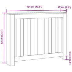 Vidaxl Pokrov za radiator betonsko siv 104x20x82 cm inženirski les