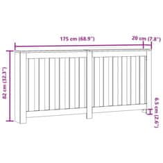 Vidaxl Pokrov za radiator črn 175x20x82 cm inženirski les